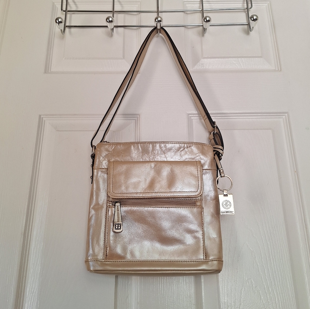 Giani Bernini Champagne Leather Crossbody Purse